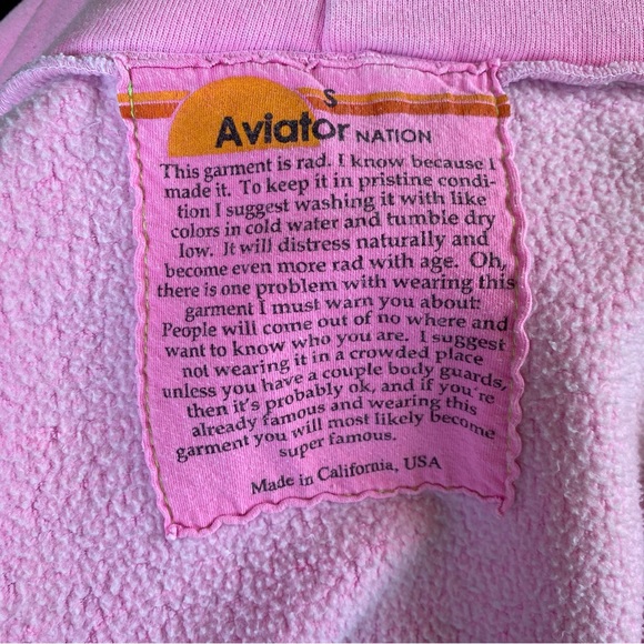 AVIATOR NATION 5-Stripe Hoodie in Neon Pink size S - Picture 7 of 12